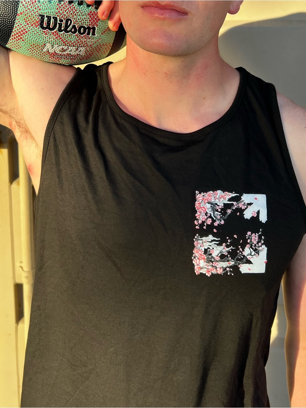 MEN WHITE ARROW OFF ROAD TOKYO SAKURA Tank Top  SLEEVELESS Floral SHIRT FLOWER